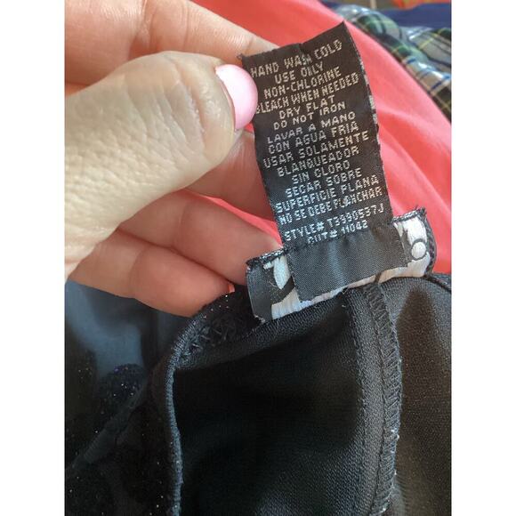 Vintage Womens Slip Dress Size Small Black Glitter Sheer Overlay Y2K HOCO Prom - Picture 8 of 8